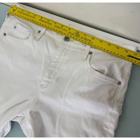 AG Adriano Goldschmied Farrah Boot Crop Jeans 32 High Rise Cream White Wide Leg - Picture 5 of 13